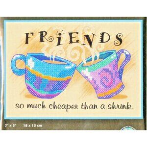 Cross Stitch Kit Dimensions Friends Cheaper Than A Shrink Stamped 7X5 USA Vtg